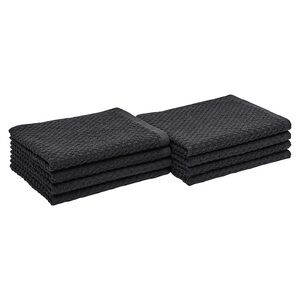 Amazon Basics 100% Cotton,Popcorn Texture Dish Towels, 28"L x 16"W, Black set 8